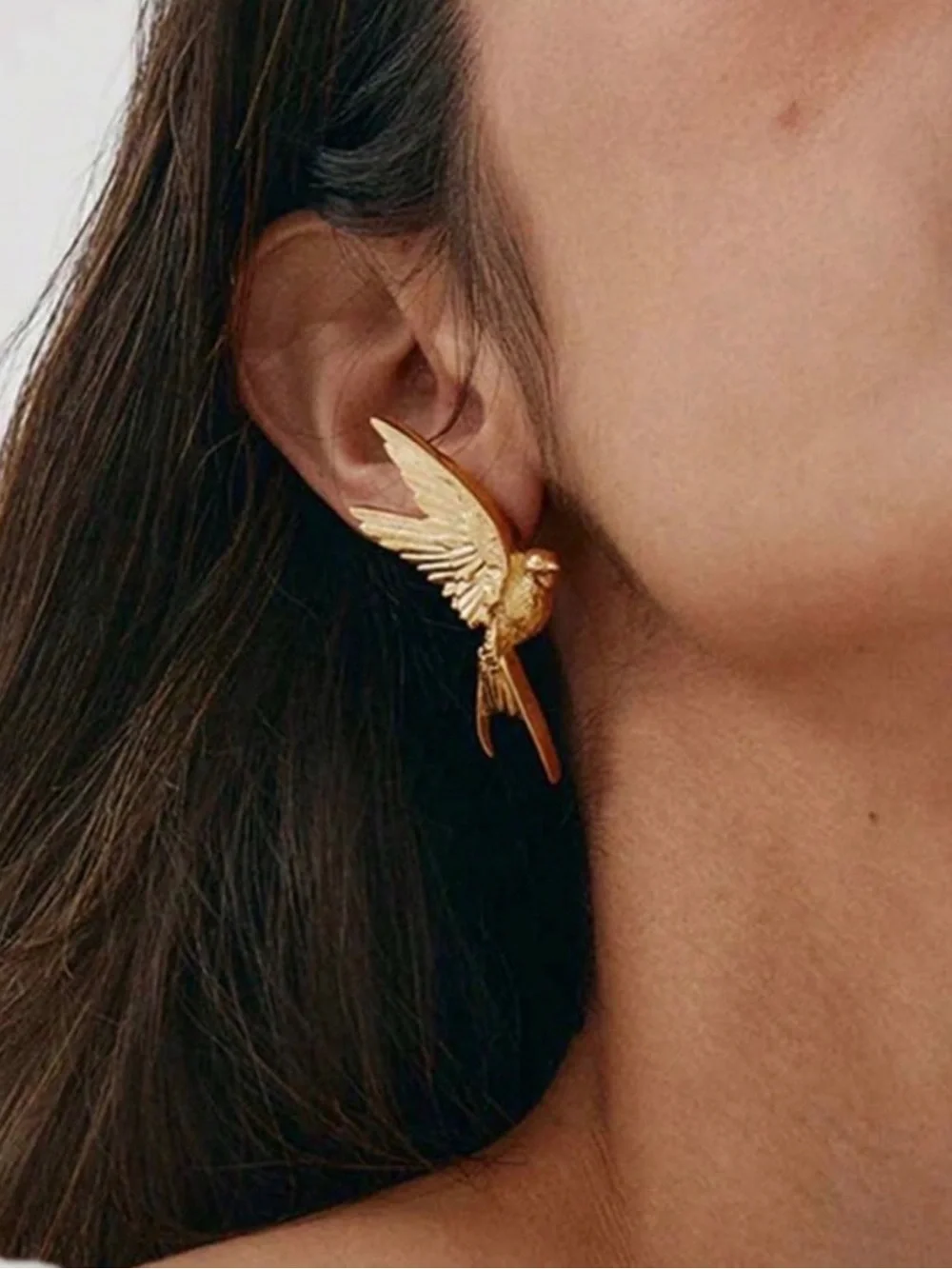 Gold Bird Wing Statement Earrings - Women Jewelry